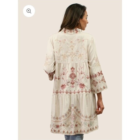 NEW KYLA SEO CAITE CALISTA PINK EMBROIDERED JACKET sz S KIMONO TENCIL BOHO FEST - Picture 2 of 12